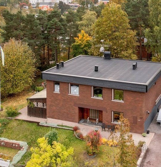 Takbyte, papptak på tegelhus