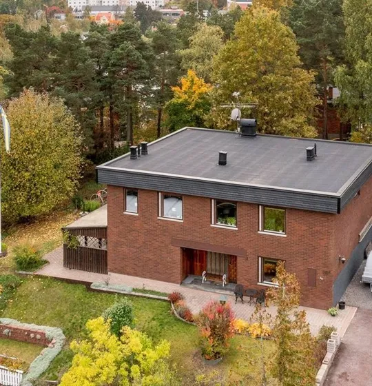 Takbyte, papptak på tegelhus